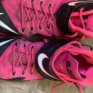 Pink, high top lebrons